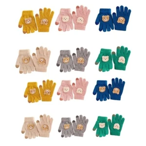 Cartoon Bear Mittens for Kids Toddler Crochet Mitten Birthday Christmas Gifts - Picture 1 of 20