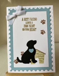 Pet Bereavement Sympathy handmade card - Black Dog - Picture 1 of 1