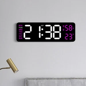 Digital LED Large Display Wall Desk Alarm Clock With Calendar Temperature Date - Picture 1 of 4