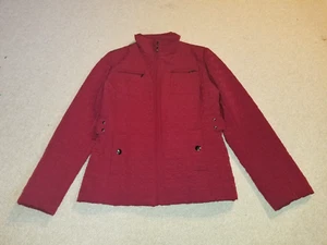 Womens Jacket-GALLERY-dark red quilted lined filled zip-up cozy warm-M - Picture 1 of 6