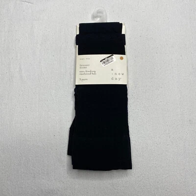 A New Day Womens Trouser Socks One Size Black 3 Pack Textured New 1510 - Image 1 of 4