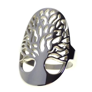 Tree of Life Ring Womens Silver Stainless Steel Family Ancestry Band Sizes 6-10 - Picture 1 of 3