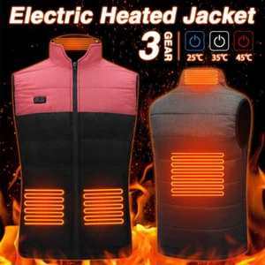 Men Women Electric Heating Vest Sleeveless Heated Jacket Coat Skiing Dual Switch - Picture 1 of 24