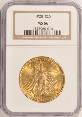 1925 $20 Saint Gaudens Gold Double Eagle NGC MS66 Pre-1933 Gold Cover