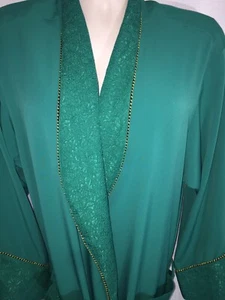 Vintage Victoria Secret Morgenmantel Gr. M grün Jacquard - Bild 1 von 10