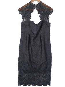 Chi Chi Maternity Lace Midi Dress Size 12 Black High Neck Lined Sleeveless - Picture 1 of 12