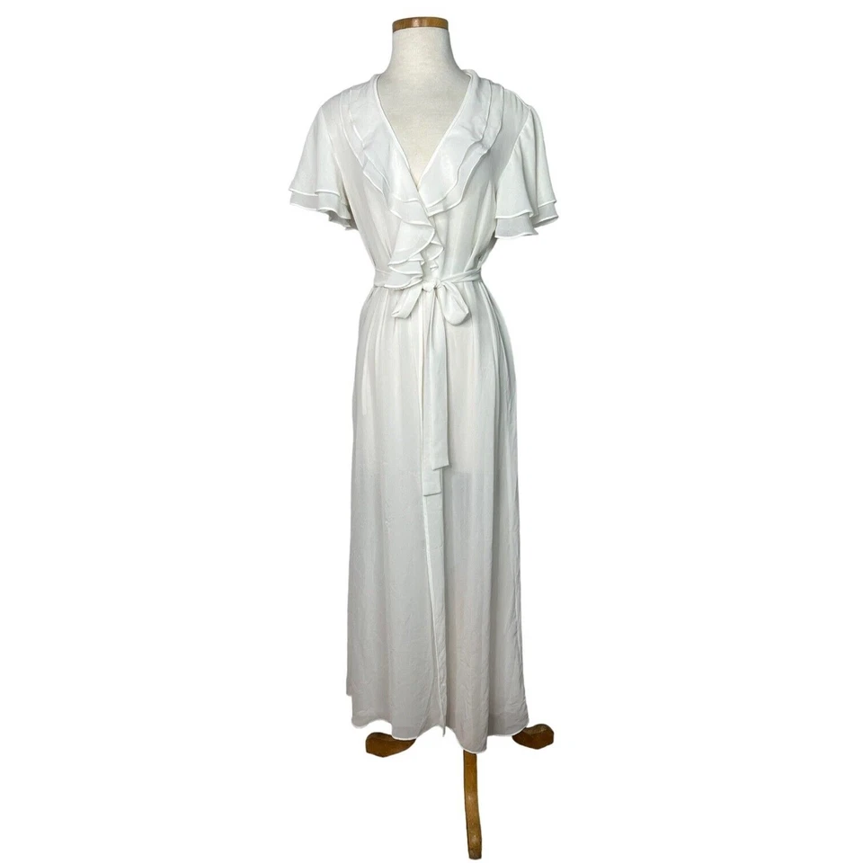 Flora Nikrooz Retro Vestido de Noche Envolvente Bata de Novia Manga Acampada Marfil Blanco S/M Foto 1 de 4