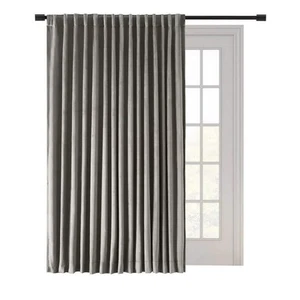 Premium Velvet Slate Grey Solid 100 in. W x 84 in. L Rod Pocket With Back Tab - Picture 1 of 5