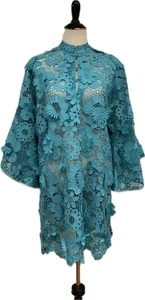 La Vie Style House Mini-Kaftan aus Netz mit Blumenapplikation, Einheitsgröße - Bild 1 von 10