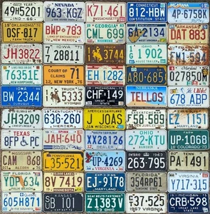 50 Vintage 1955-1999 Craft Resale Bulk Decorator License Plate Lot 34 States - Picture 1 of 3