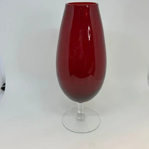 Vintage RUBY Red Glass GLASS SHAPED VASE 9" - Picture 1 of 4
