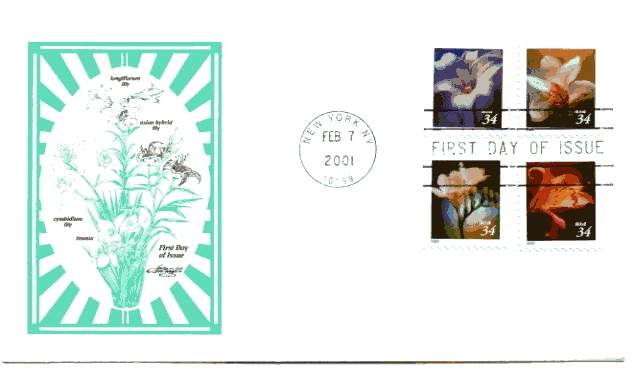 3487-90  34c Flower dbl-sided bklt, Artmaster FDC - Image 1 of 1