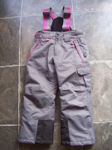 BNWNT Girl's Crane Grey & Pink Padded Ski Snow Pants Size 4 - Picture 1 of 2