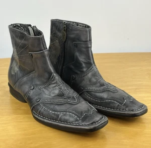 Mark Nason Lounge URock Ankle Studded Skull Boots 71810 Gray Cross Men's 9 US - Picture 1 of 13