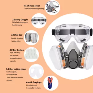 Atemschutz Halbmaske Gasmaske 6200 Staubmaske Lackiermaske Mit Wechselfiltern~ - Bild 1 von 6
