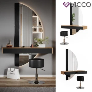 Schminktisch Melisa Eiche Schwarz 120 cm mit Beleuchtung und Hocker Vicco - Bild 1 von 8