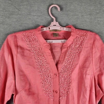 Marisa Christina Woman Top 1X Orange Coral Pink Tunic Linen Slit Relax Oversize - Image 1 of 4