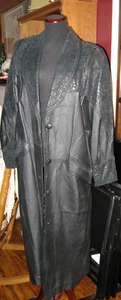 Preston& York,Full length Coat,Black Leather,Satin lined,Tooled Design,Large - Picture 1 of 13