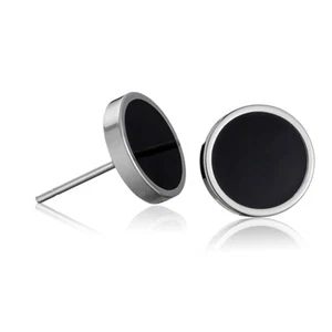 2 x Black Opal Stud Earrings Stainless Steel Base a Pair - Picture 1 of 4