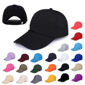 Plain Baseball Cap Curved Visor Solid Blank Color Caps Hat Hats Adjustable - Picture 1 of 39