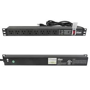 1U Rack-Mount Horizontal 8-Outlet Power Strip UL Listed PDU with Surge Protec... - Picture 1 of 6