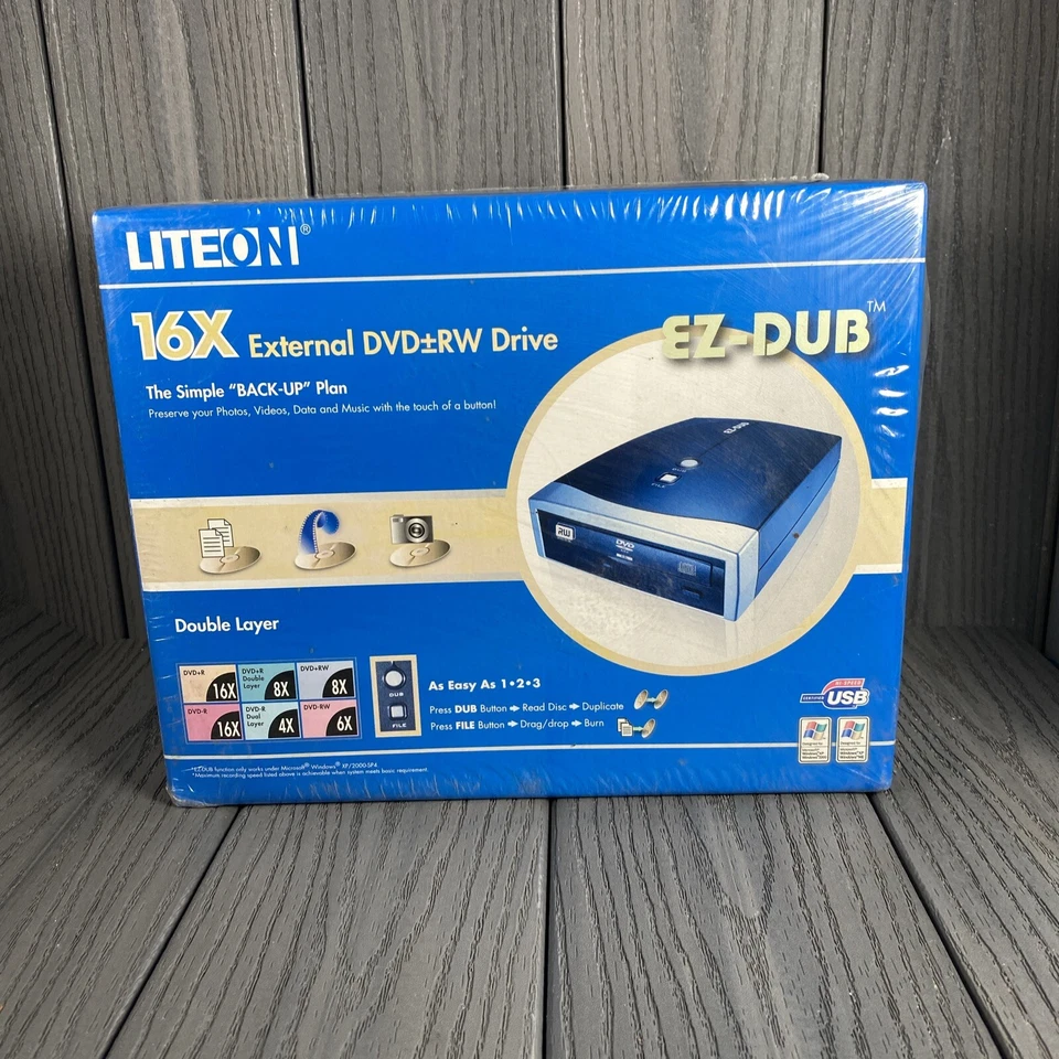 LiteOn SHW-160P6SU06C 16X EXTERNAL DVD + -RW DRIVE EZ-DUB - NEW SEALED - Image 1 of 4