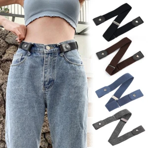 Buckleless Buckle-Free Unisex Elastic Waist Belt Elastic Waistband Invisible - Picture 1 of 26