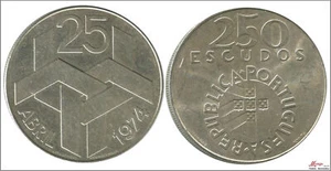 Portugal 250 escudos 1976/Revolution 1974/25 Gr. Silver EBC KM00604 - Picture 1 of 1