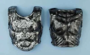 Accesorio de disfraz de plata cepillada armadura de pecho romana para adultos 2 piezas - Imagen 1 de 1