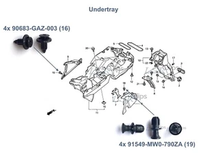 8x Honda VFR800 2002-2013 bandeja trasera plástico clips empujables kit de fijación - Imagen 1 de 4