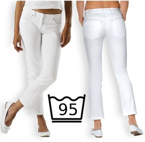 Ladies White Elasticated Trousers Ladies Slim Stretch Jeans Casual Pants Summer - Picture 1 of 10