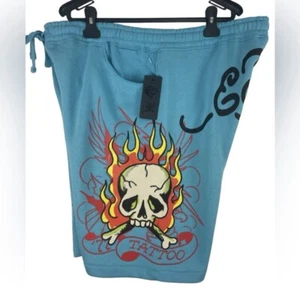 Ed Hardy Herren Fleece Shorts Totenkopf Tattoo Gr. 2XL blau Sweatshorts Streetwear - Bild 1 von 8
