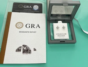 Sterling Silver Moissanite Clover Stud Earrings Pushback (1 TCW) - Genuine & New - Picture 1 of 11