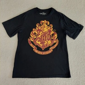 Harry Potter Adult Small Hogwarts Houses Short Sleeve Black T-shirt - Picture 1 of 10