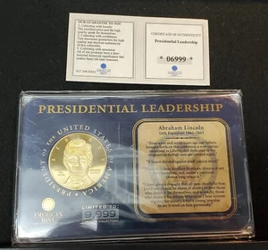 American Mint Abraham Lincoln Presidential Leadership Proof Coin Gold Layer - Picture 1 of 6