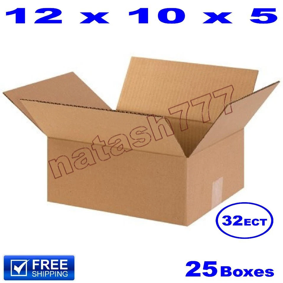 25 - 12x10x5 Cardboard Boxes Mailing Packing Shipping Moving Corrugated Carton - Image 1 of 1