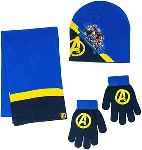 Marvel Avengers 3 PC Beanie Gloves Scarf Set One Size Fits Boy 5 To 8 - Picture 1 of 1