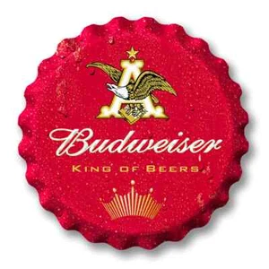 Budweiser Beer Bottle Cap Tin Metal Sign Man Cave Garage Bar Decor 18" Dia - Picture 1 of 1