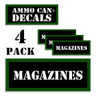 MAGAZINES Ammo Can Stickers 4x Ammunition Gun Case Labels Decals 4 pack