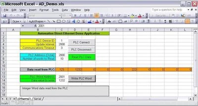 Controlador Automation Direct PLC Ethernet/Serial ActiveX lectura/escritura de datos en Excel Foto 1 de 3