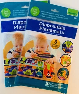 Neu Einweg Kinder Kleinkind Tischsets 20, 3 Designs 2 Packungen mit je 10 - Bild 1 von 3