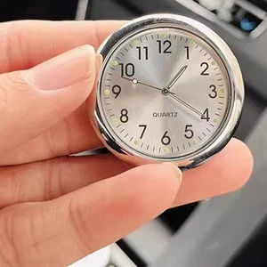 1× Chrome Car Clock Dashboard Stick-On Watch Accessories For Truck Boat Vehicle - Picture 1 of 7