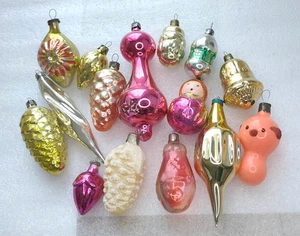 15 Vintage Silver Glass Christmas Ornaments Xmas Tree USSR Antique Decorations - Picture 1 of 5