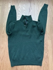 Polo Ralph Lauren maglione angora lana merino uomo L verde 1/4 bottoni collo alto - Foto 1 di 7