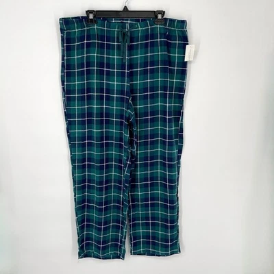 Pantalones de pijama Charter Club nuevos con etiquetas para mujer calce relajado talla XL raros franela a cuadros esmeralda Foto 1 de 4