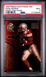 1996 Press Pass Premium Eddie George Phone Card Rookie 1/1 PSA 9 True 1/1 OSU - Picture 1 of 2