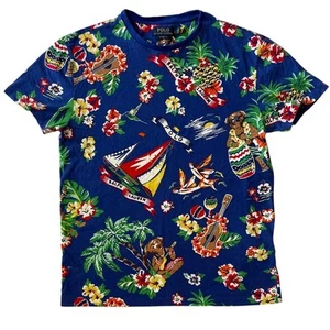 Camisa Polo Ralph Lauren Aloha Bear Para Hombre Pequeña Hawaiana Gráfica Camiseta Cuello Redondo - Imagen 1 de 5