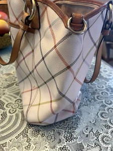 Coach Peyton Tattersall Bolso de Mano Bolso Marfil Cuadros Interior Manchas Ver Fotos - Imagen 1 de 5