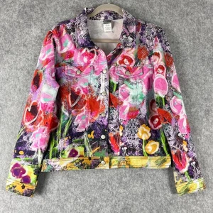 Simply Art by Dolcezza Jacket Womens XL Floral Textured Stretch Colorful Artsy - Picture 1 of 14
