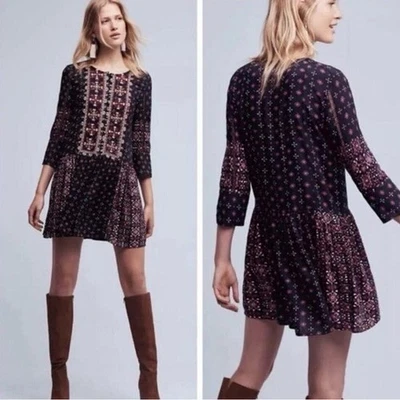 Anthropologie Vanessa Virginia Embrodiered Bead Mini Dress Size Small New W/ Tag - Image 1 of 4